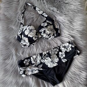 Anne Cole Black and White Floral Bikini